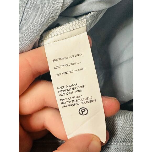 ROSETTA GETTY Women's Light Blue Linen Front Zip Wide Leg Trouser Pants Size 4 - Picture 8 of 14